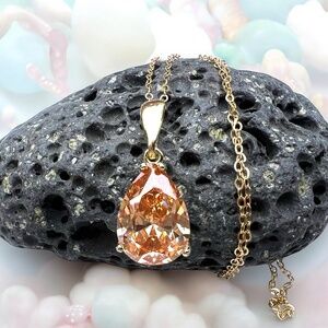 New Champagne Sapphire Pendant 14k Yellow Gold Vermeil - September Birthstone